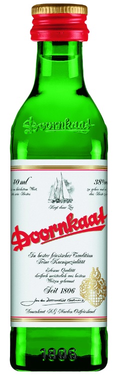 Die Weinstraße Stefan Lenz - Doornkaat 38 % vol. Kleinflasche  Miniatur-Flasche 24 x 4cl