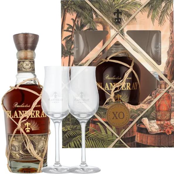 Planteray X.O. Barbados Rum Extra Old 40 %vol. mit 2 Gläsern