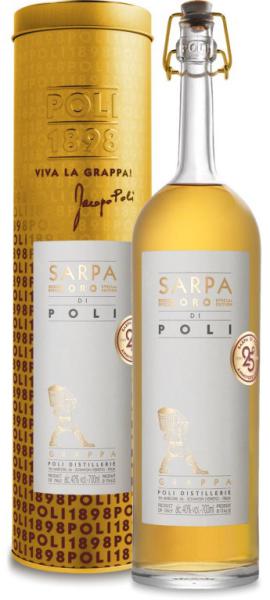 Grappa Sarpa Oro di Poli Barrique in Geschenkdose 40 % vol.